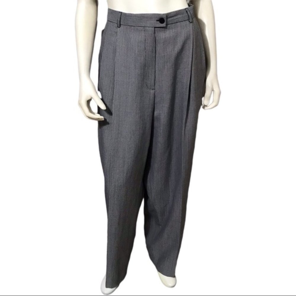 Evan Picone Navy | White Front Pleated Career Trouser Pants Sz-18W
